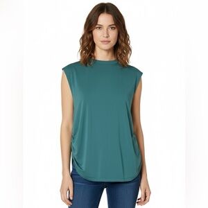 Abercrombie & Fitch Teal Cap-Sleeve Crewneck Top